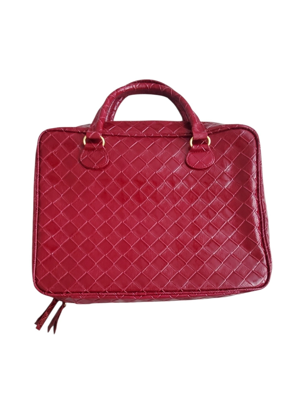 Estee Lauder Red Quilted Cosmetic Carry Bag with Top Handle